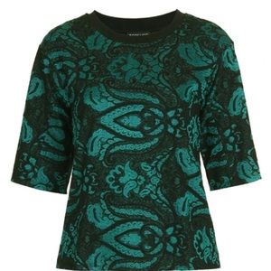 TOPSHOP jacquard short sleeve blouse tee